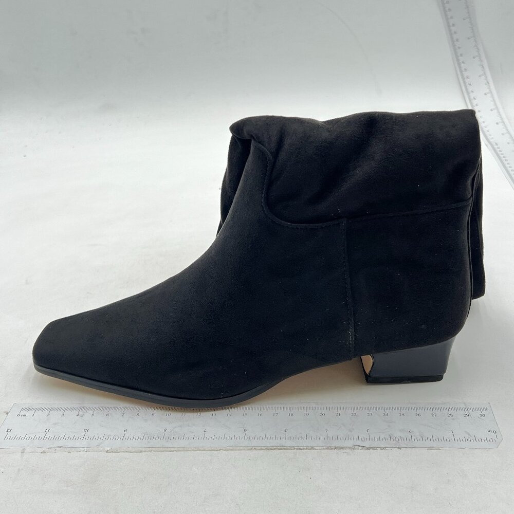 Knee High Boots for Women Square Toe Chunky Heels Suede Low Heel  Black